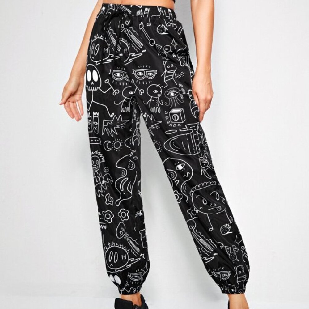 Shein Unity Allover Cartoon Graphic Wind Pants